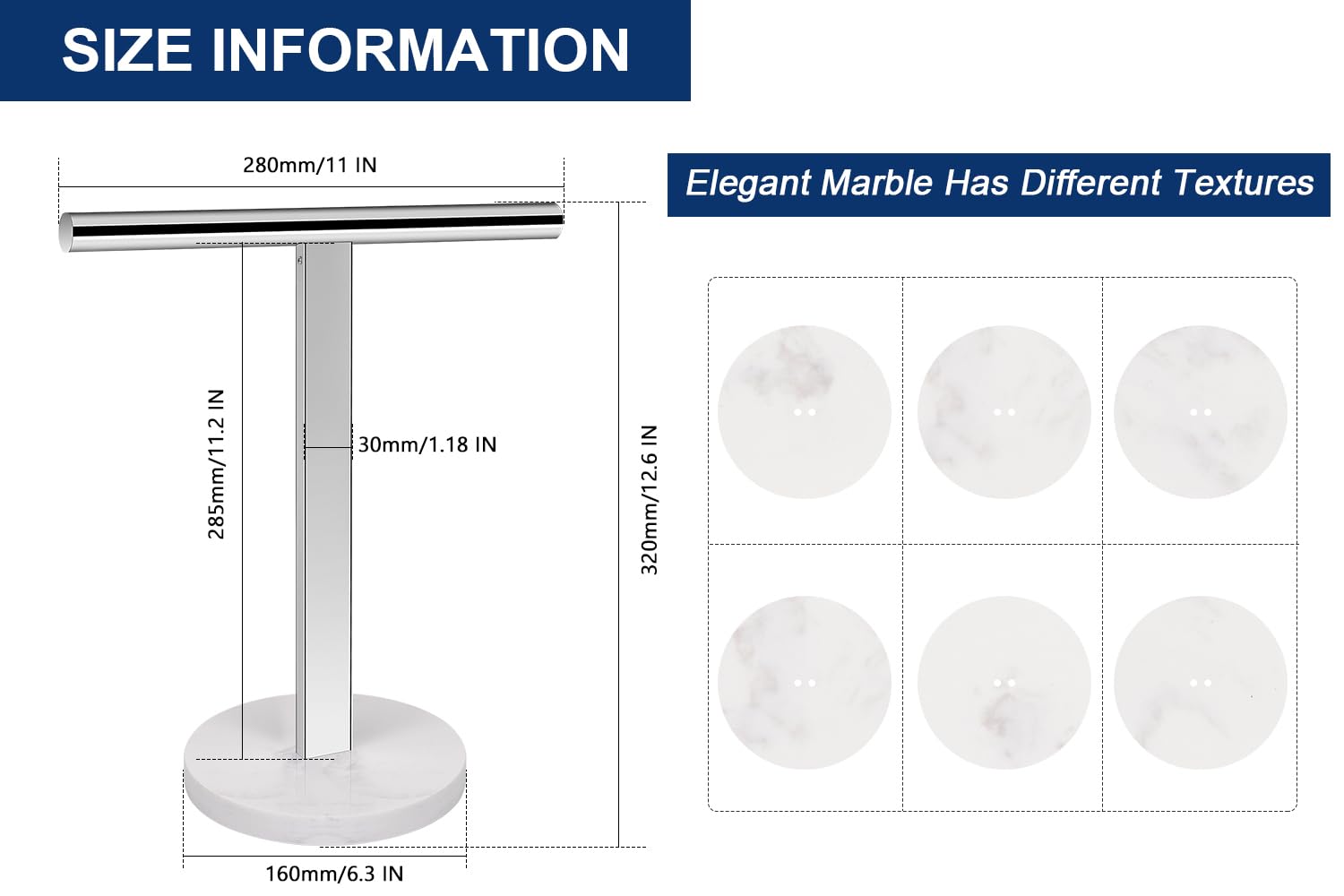 Nearmoon T-Shape Hand Towel Holder-Bathroom Towel Rack-Stand With Balanced Base Towel Bar For Bathroom Kitchen Vanity Countertop